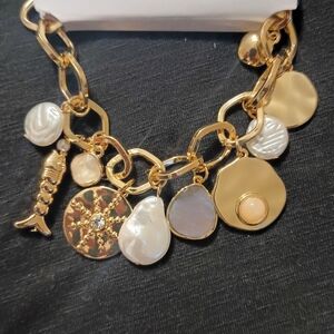 Gold Charm Bracelet with Pearlescent Accents